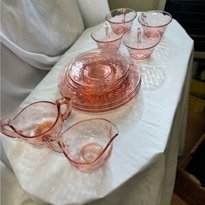 Vintage Pink Glass Dinnerware Set